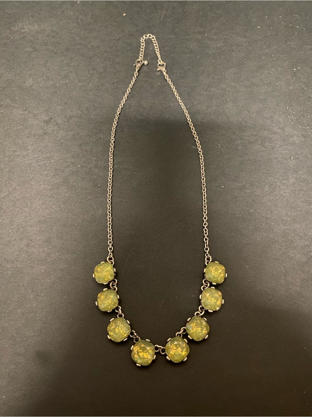 Green Glass Stone Necklace - That Glows , Women Jewelry